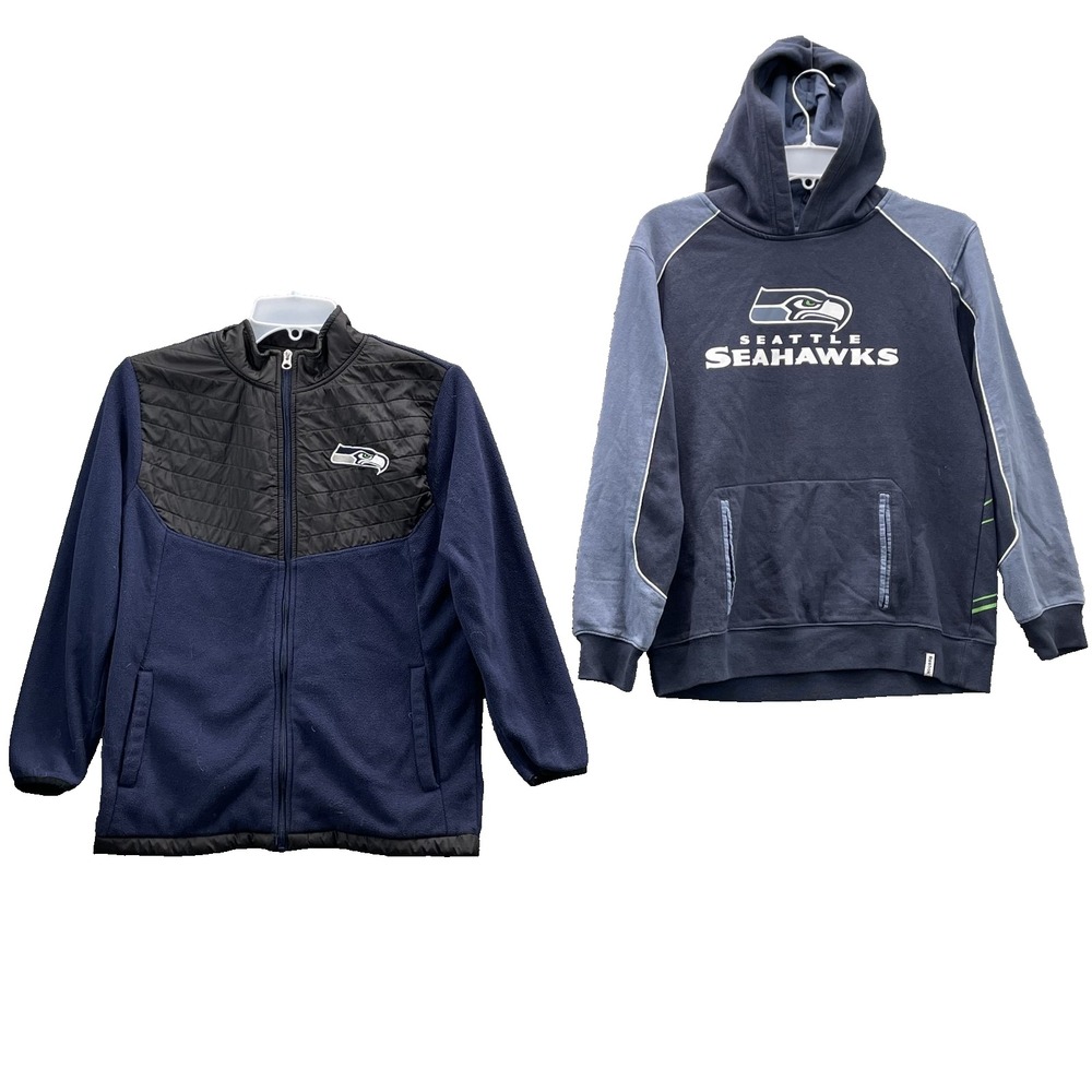 NFL Seattle Seahawks Jacket Hoodie Lot of 2 Boy's L/XL Sportswear Activewear Gym
